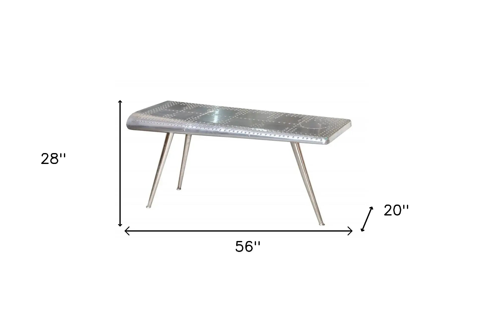 56" Silver Aluminum Three Leg Console Table - Homeroots - Flyclothing LLC