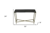 32" Black and Gold Stone Frame Console Table - Homeroots - Flyclothing LLC