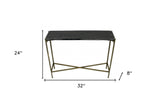 32" Black and Gold Stone Frame Console Table - Homeroots - Flyclothing LLC