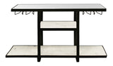 58" White and Black Glass Floor Shelf Console Table With Shelves