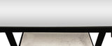 58" White and Black Glass Floor Shelf Console Table With Shelves