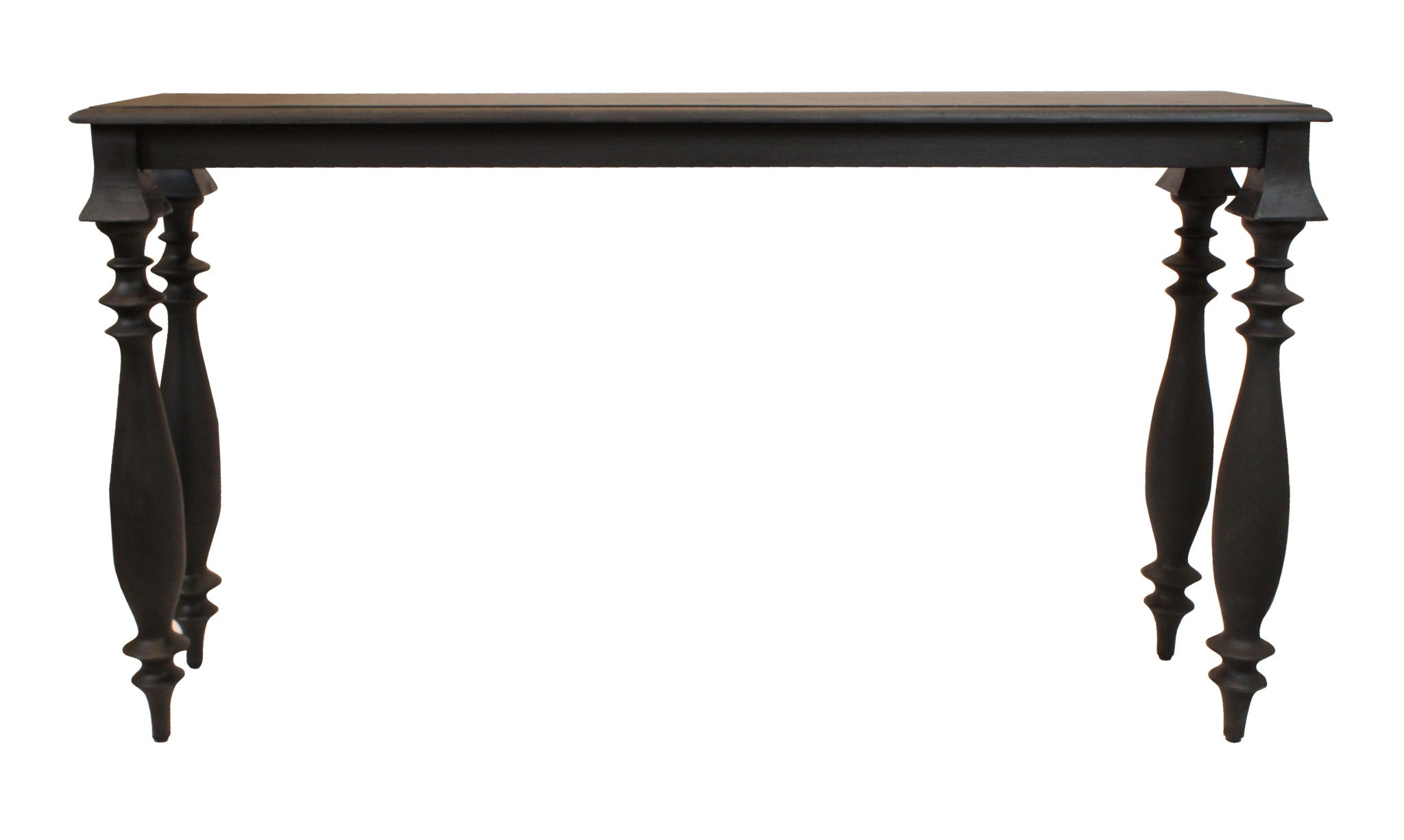 54" Black Solid Wood Distressed Console Table - Homeroots - Flyclothing LLC