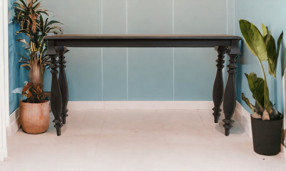 54" Black Solid Wood Distressed Console Table - Homeroots - Flyclothing LLC