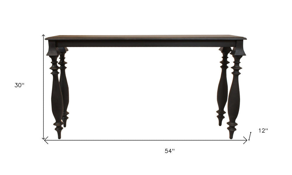 54" Black Solid Wood Distressed Console Table - Homeroots - Flyclothing LLC