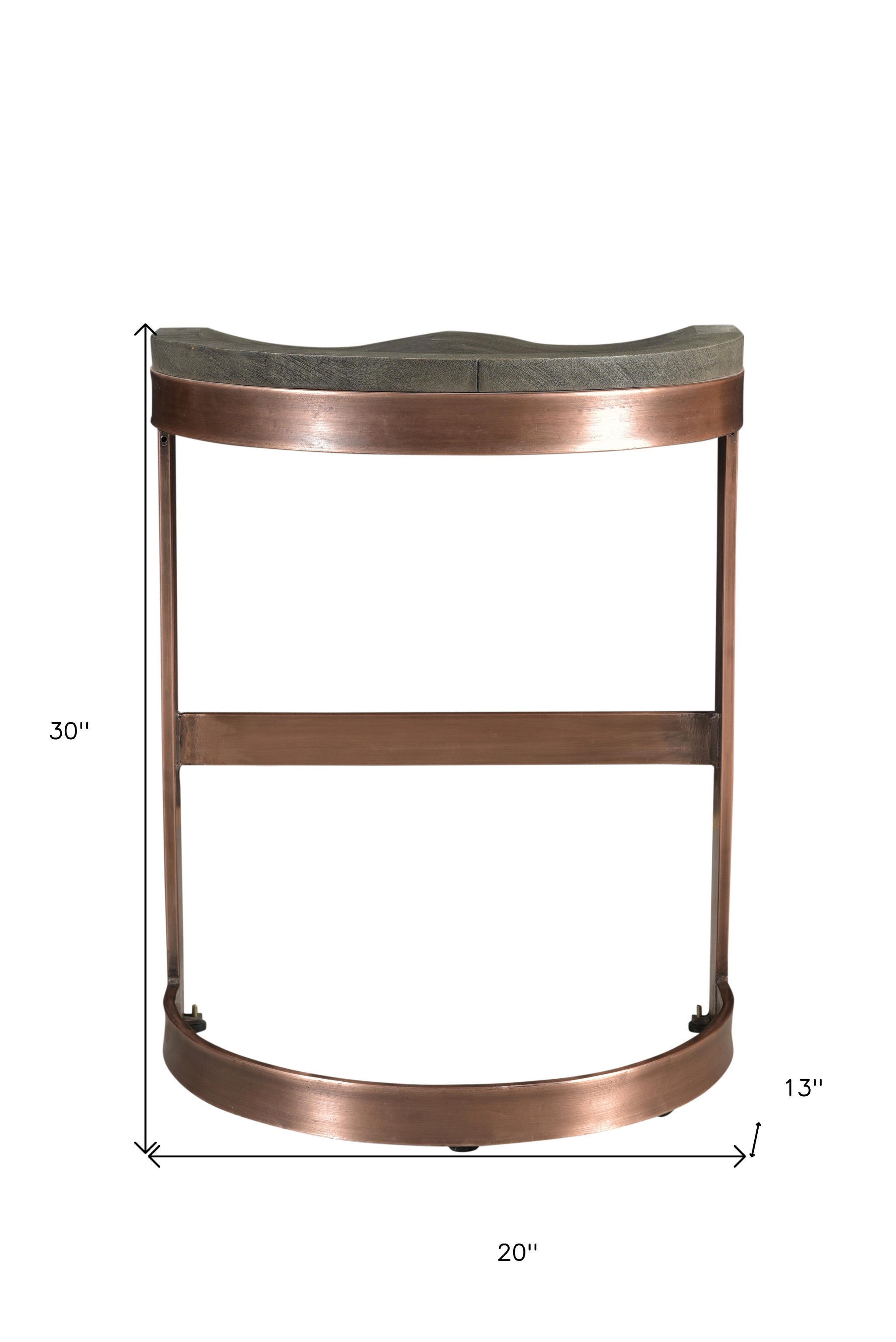 30" Gray And Copper Iron Backless Bar Height Bar Chair - Homeroots - Flyclothing LLC