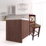 30" Brown Solid Wood Bar Height Bar Chair - Homeroots