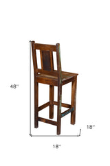 30" Brown Solid Wood Bar Height Bar Chair - Homeroots - Flyclothing LLC