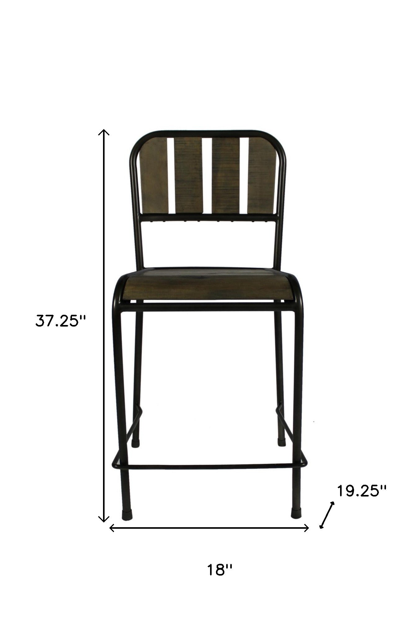 25" Brown And Black Iron Counter Height Bar Chair - Homeroots - Flyclothing LLC