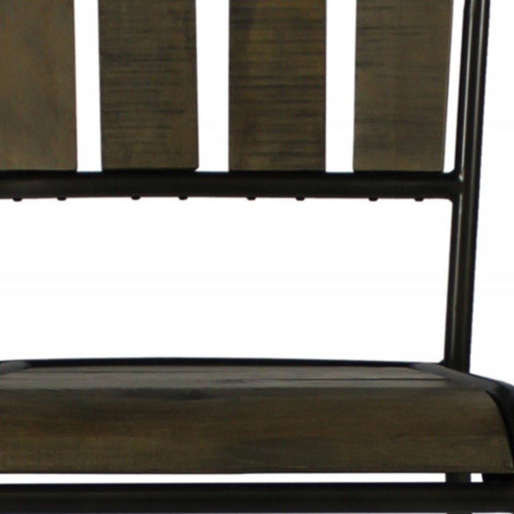 25" Brown And Black Iron Counter Height Bar Chair - Homeroots