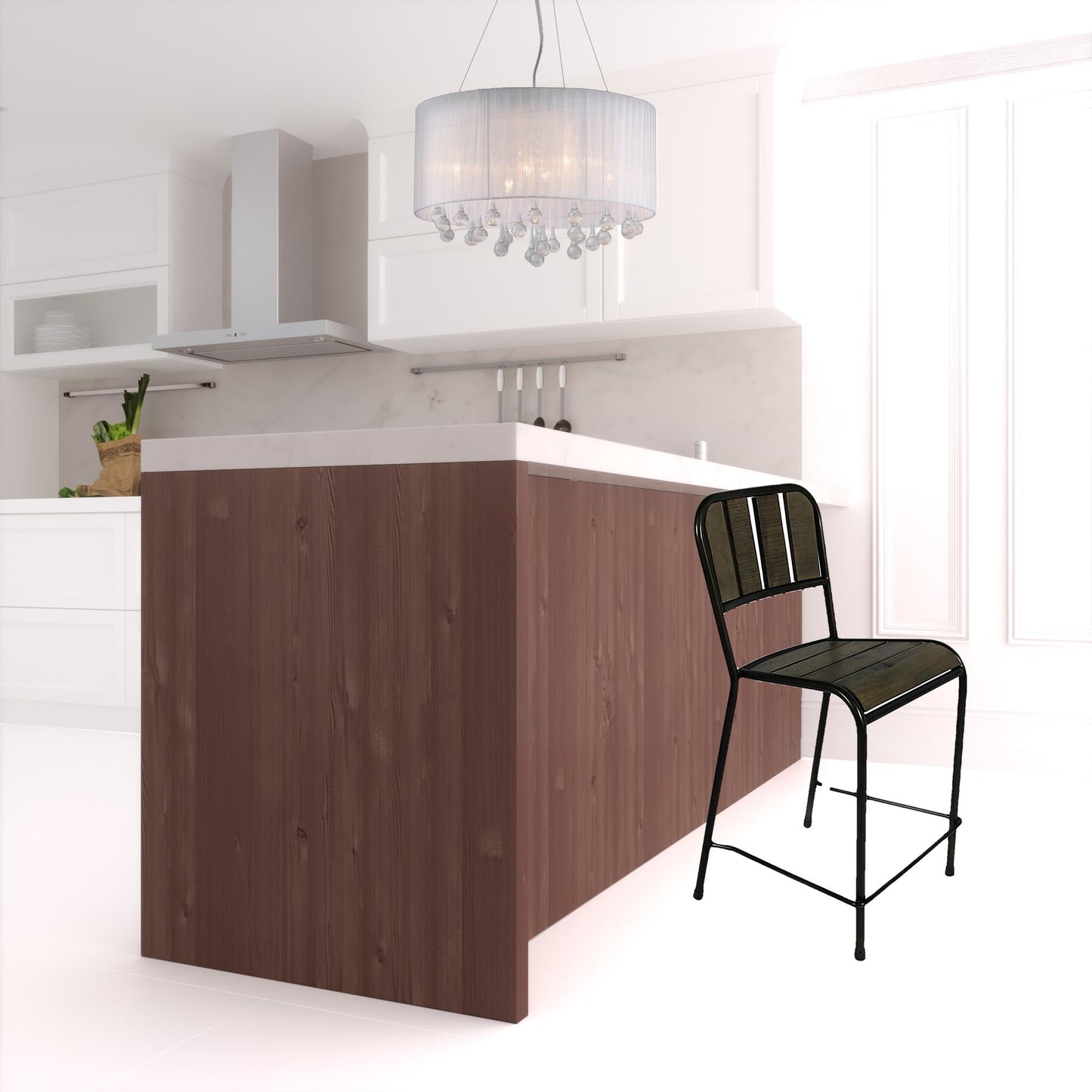 25" Brown And Black Iron Counter Height Bar Chair - Homeroots - Flyclothing LLC