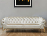 88" Beige Velvet Sofa With Gold Legs - Homeroots