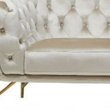 88" Beige Velvet Sofa With Gold Legs - Homeroots