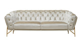 88" Beige Velvet Sofa With Gold Legs - Homeroots