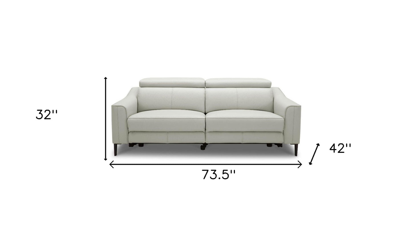74" Gray Leather Reclining Sofa With Black Legs - Homeroots - Flyclothing LLC