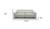 74" Gray Leather Reclining Sofa With Black Legs - Homeroots - Flyclothing LLC