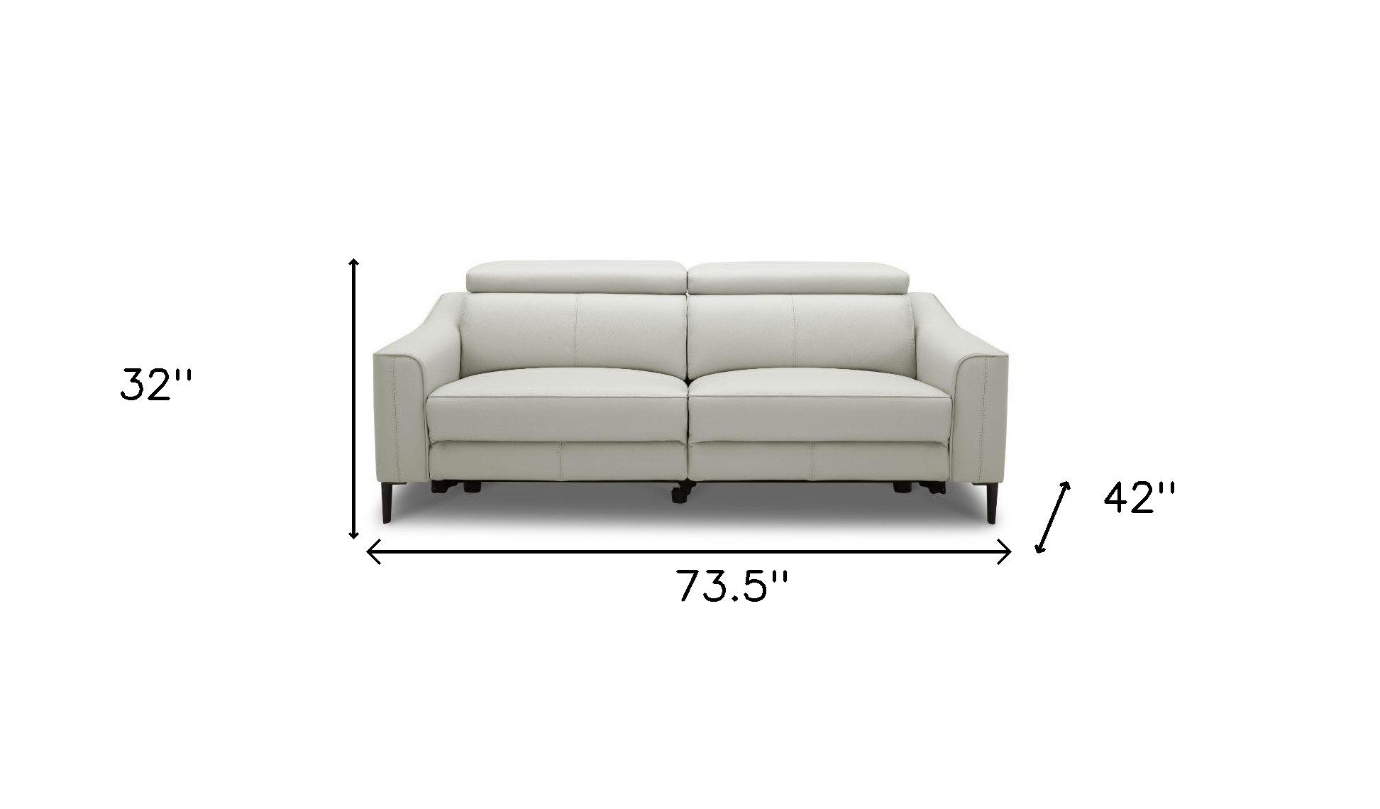 74" Gray Leather Reclining Sofa With Black Legs - Homeroots - Flyclothing LLC
