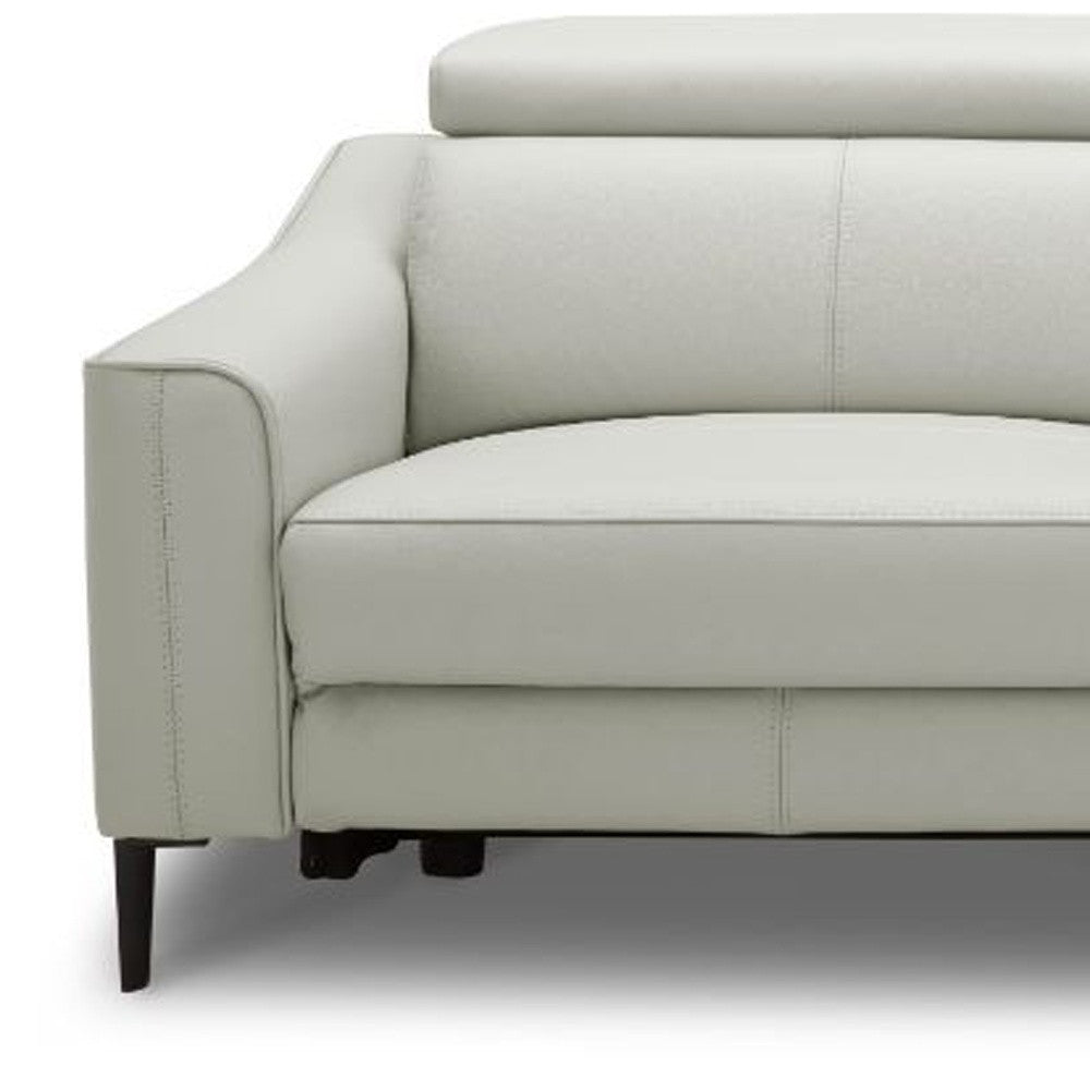 74" Gray Leather Reclining Sofa With Black Legs - Homeroots - Flyclothing LLC