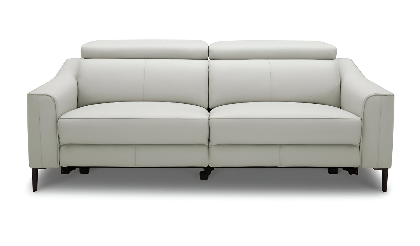 74" Gray Leather Reclining Sofa With Black Legs - Homeroots - Flyclothing LLC