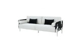 89" White Sofa And Toss Pillows With Silver Legs - Homeroots - Flyclothing LLC