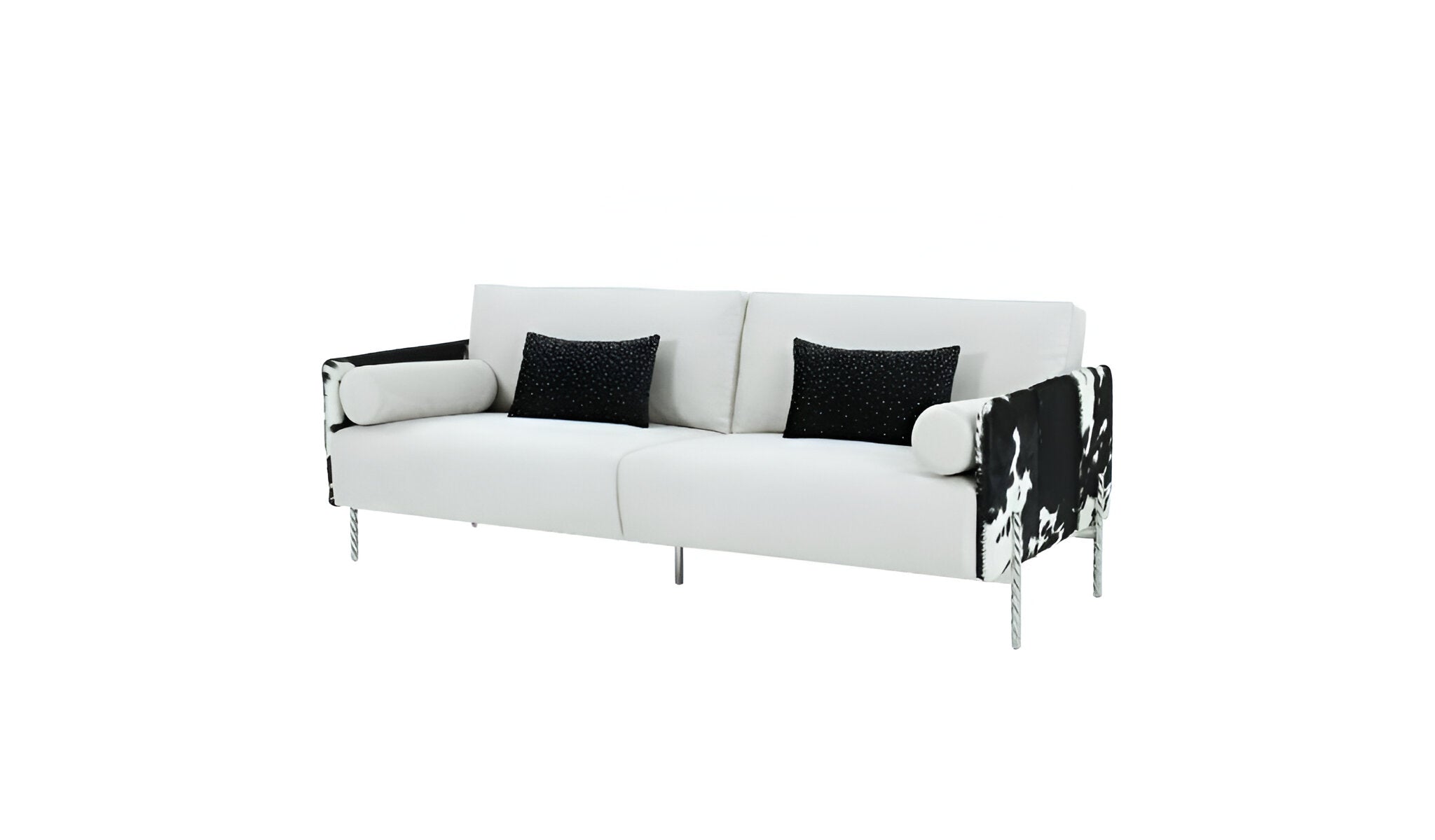 89" White Sofa And Toss Pillows With Silver Legs - Homeroots - Flyclothing LLC