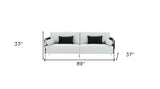 89" White Sofa And Toss Pillows With Silver Legs - Homeroots - Flyclothing LLC