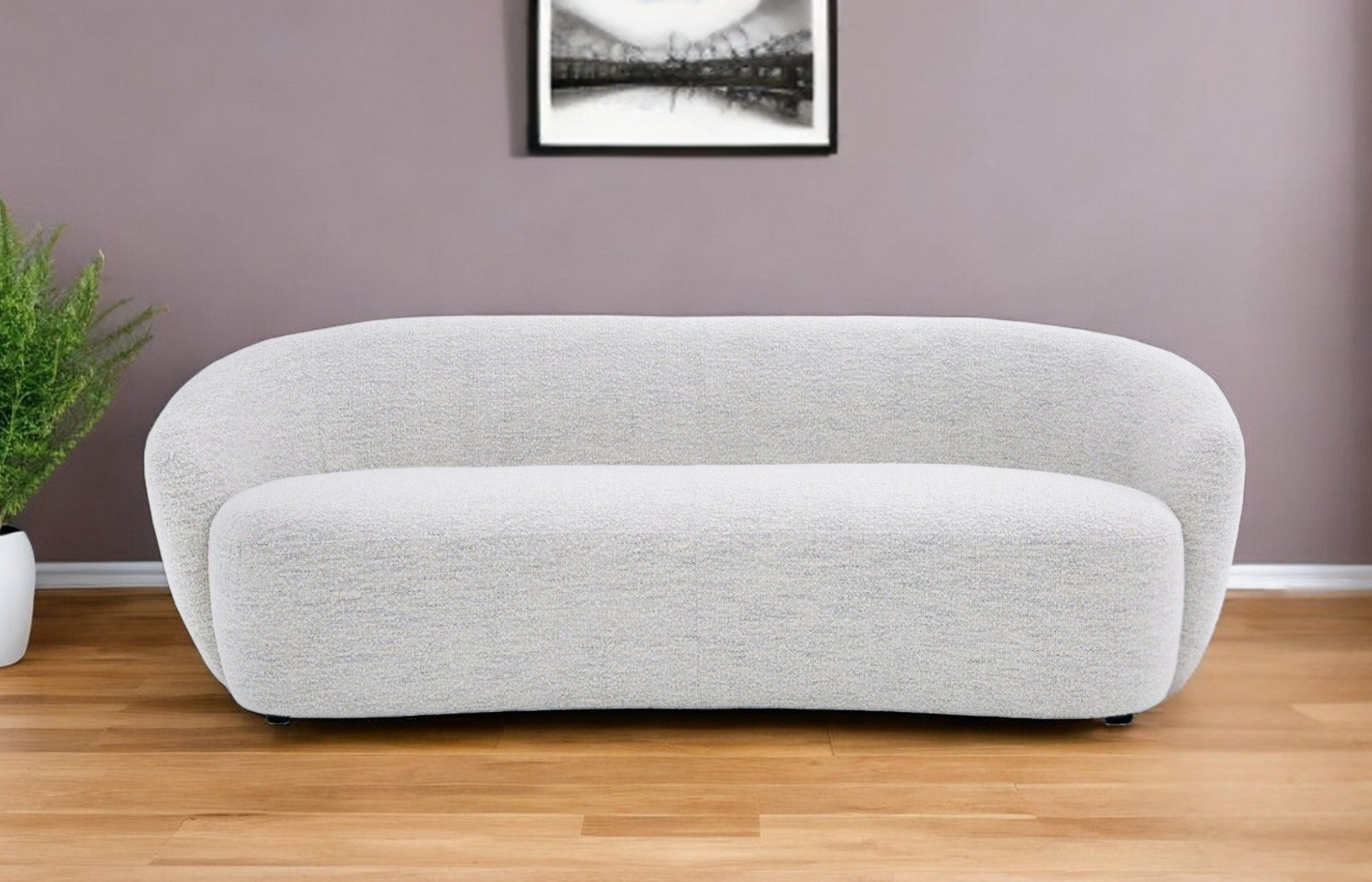 90" Off White Fabric Sofa With Black Legs - Homeroots - Flyclothing LLC