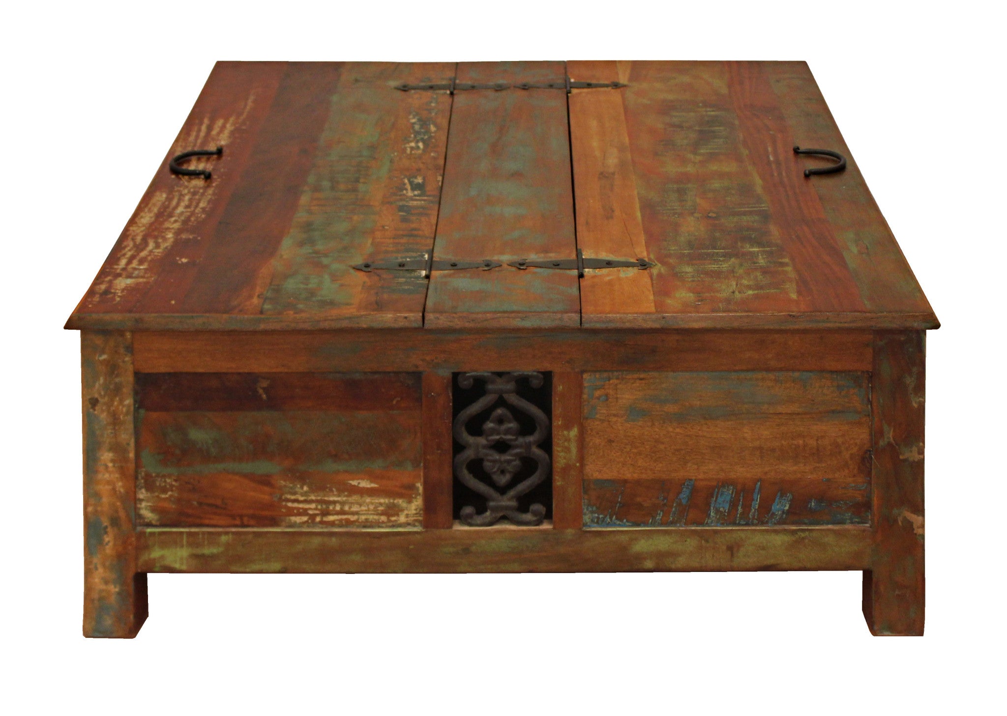 40" Rustic Brown Reclaimed Wood Square Lift Top Coffee Table - Homeroots - Flyclothing LLC
