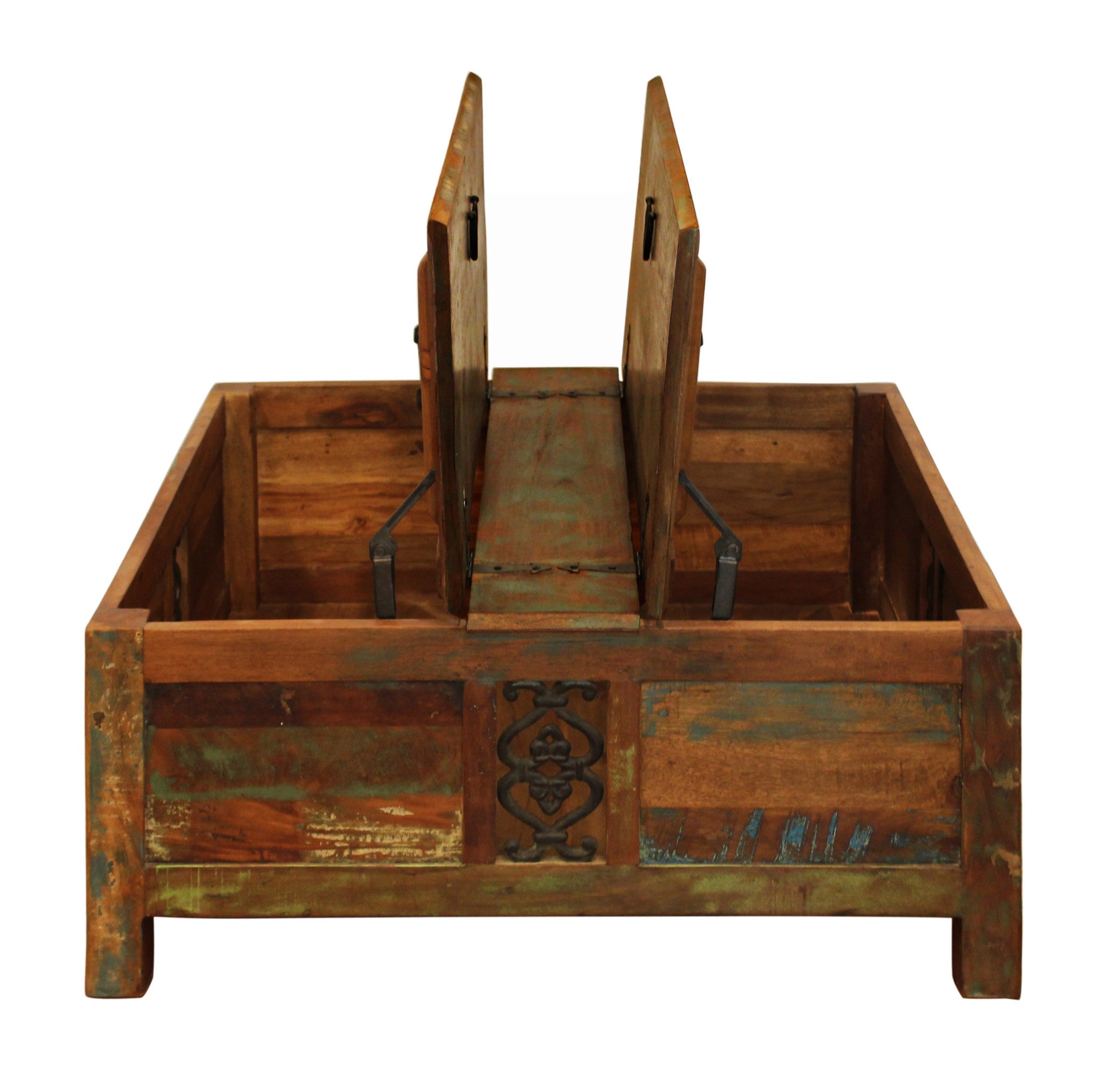 40" Rustic Brown Reclaimed Wood Square Lift Top Coffee Table - Homeroots - Flyclothing LLC
