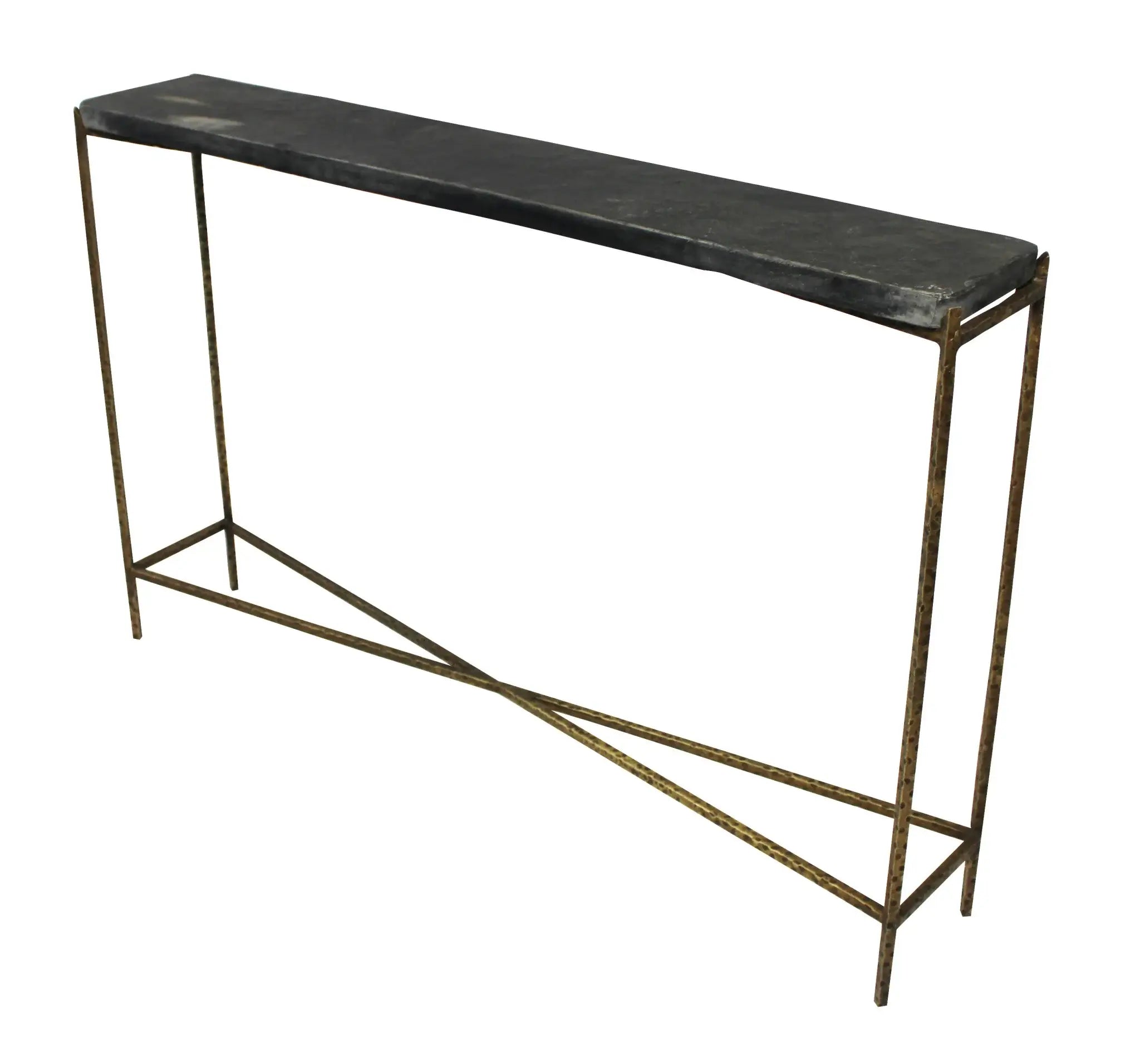 48" Black and Gold Stone Frame Console Table - Homeroots - Flyclothing LLC