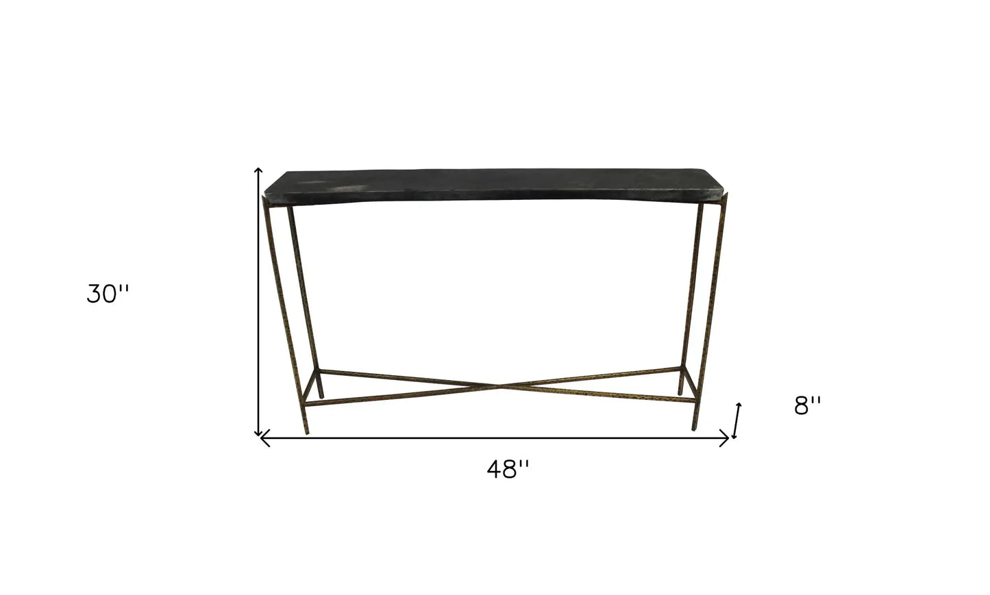 48" Black and Gold Stone Frame Console Table - Homeroots - Flyclothing LLC