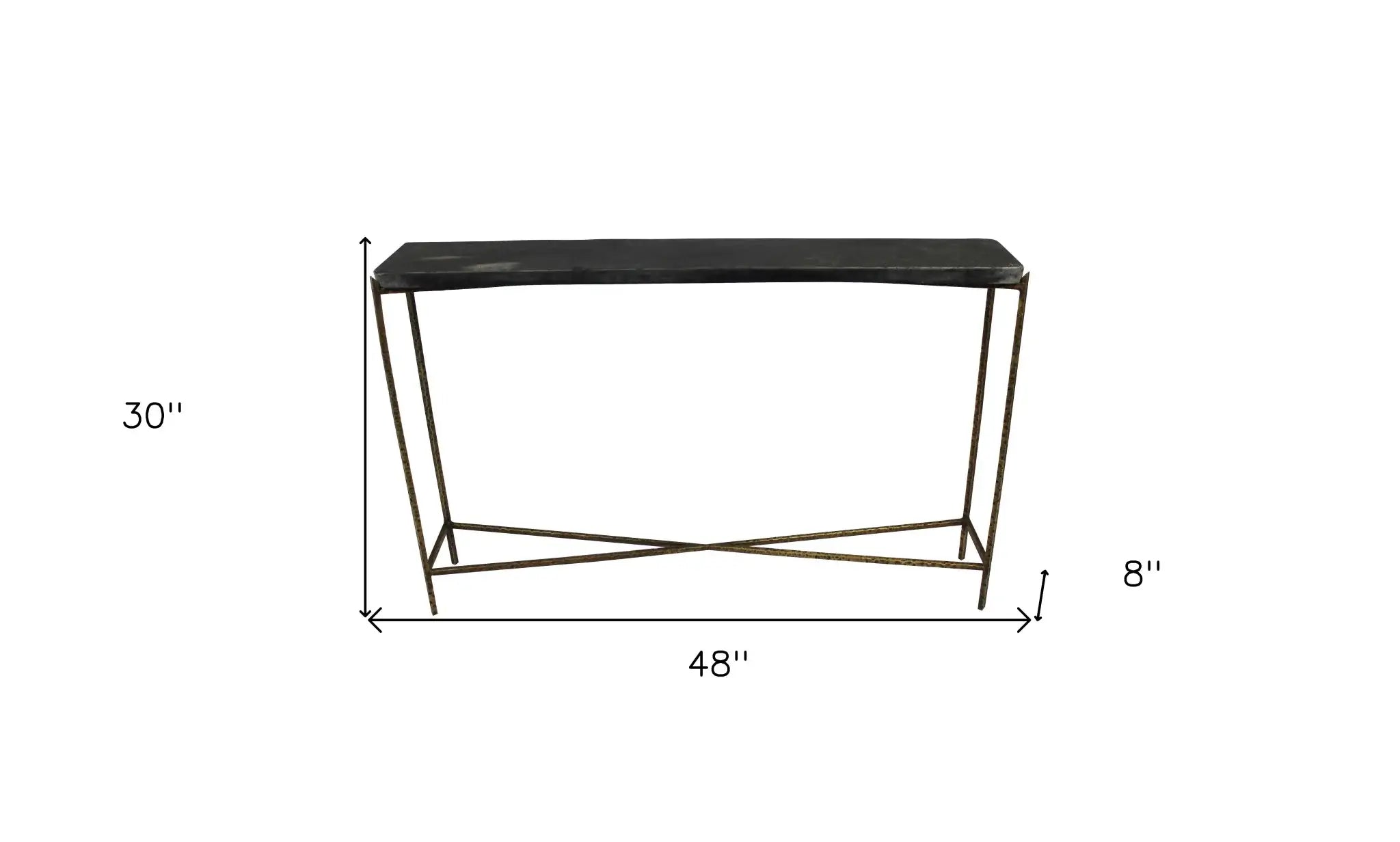 48" Black and Gold Stone Frame Console Table - Homeroots - Flyclothing LLC