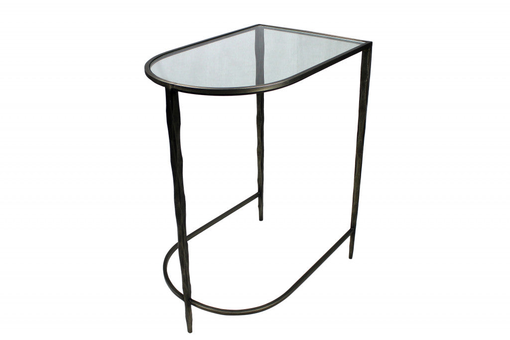 Set of Two 25" Clear and Gold Glass Free Form Frame Console Table - Homeroots - Flyclothing LLC