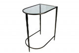 Set of Two 25" Clear and Gold Glass Free Form Frame Console Table
