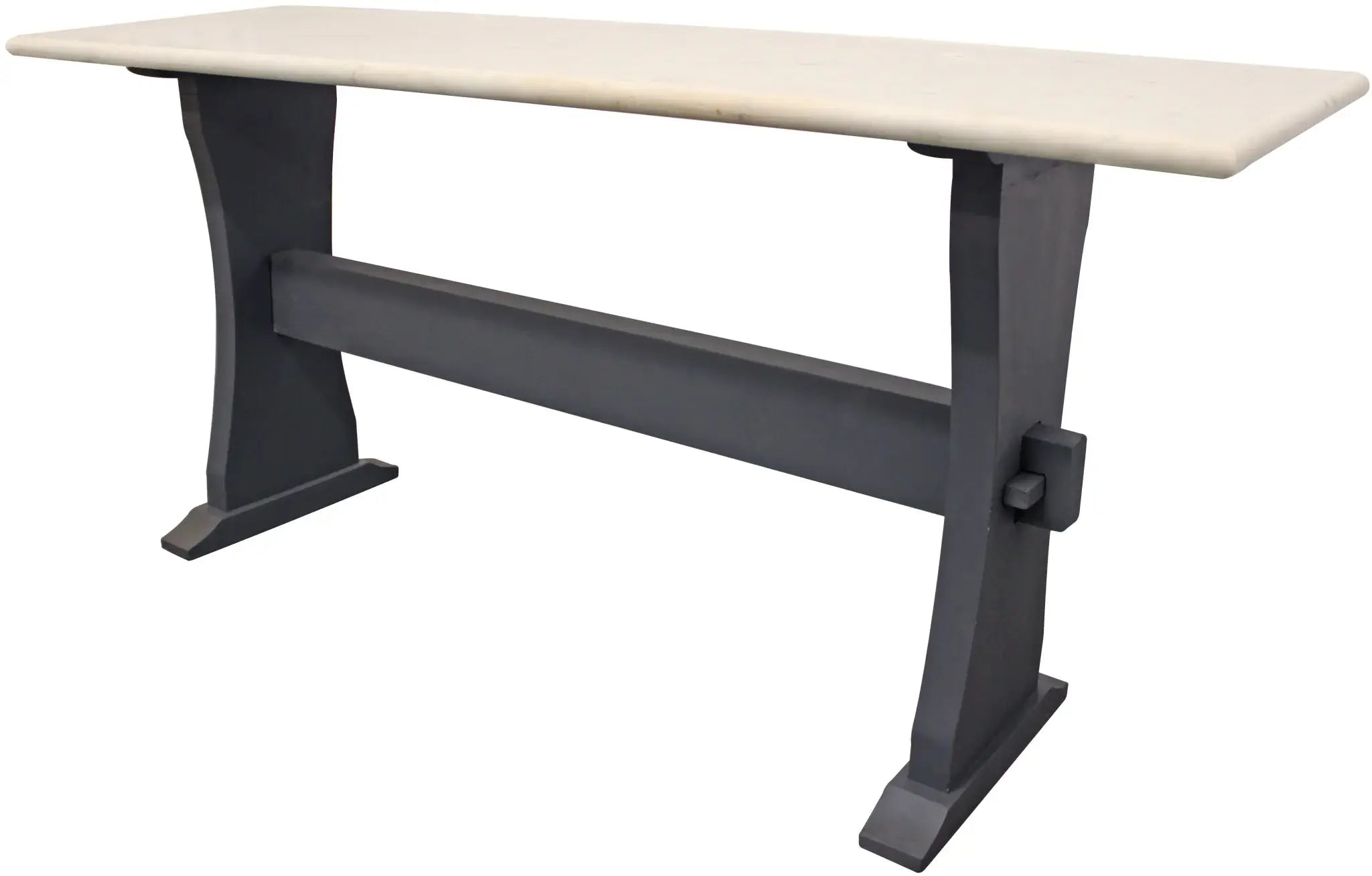 70" Ivory and Black Genuine Marble Trestle Console Table - Homeroots - Flyclothing LLC