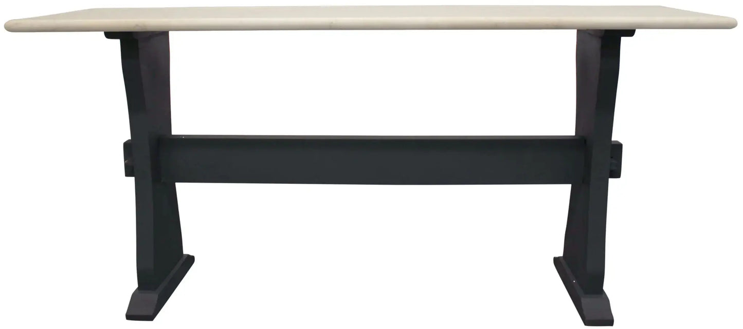 70" Ivory and Black Genuine Marble Trestle Console Table - Homeroots - Flyclothing LLC