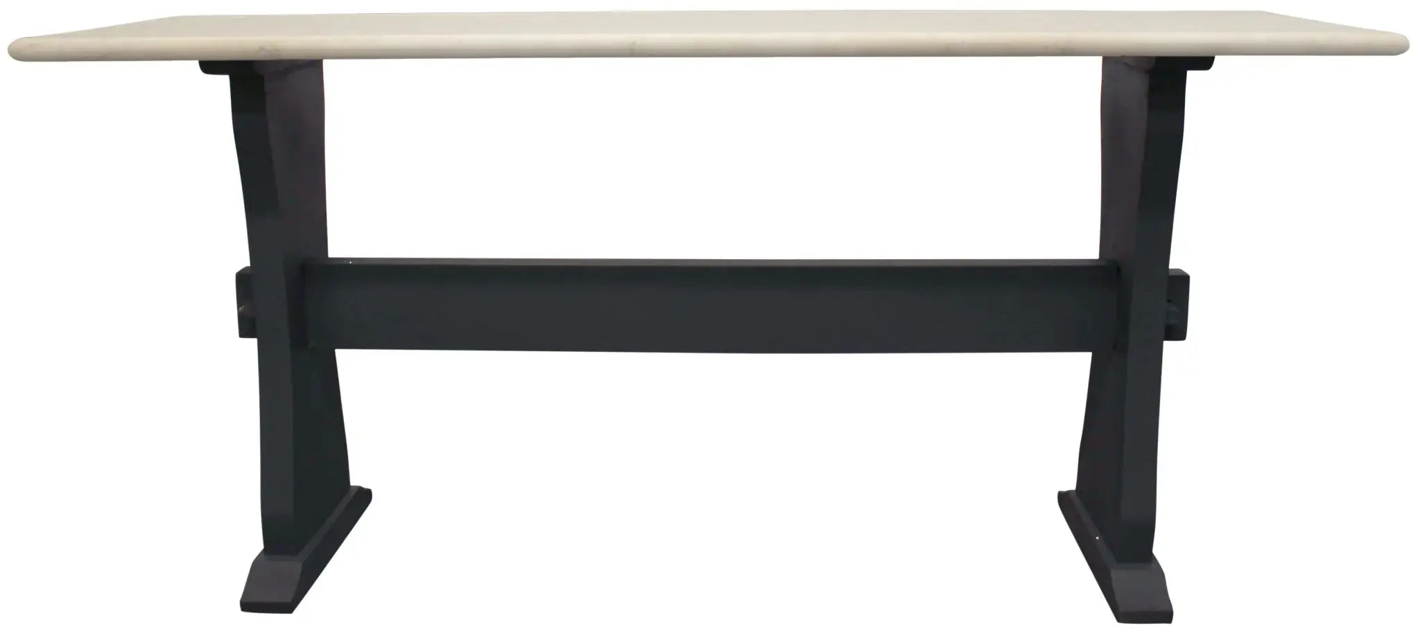 70" Ivory and Black Genuine Marble Trestle Console Table - Homeroots - Flyclothing LLC
