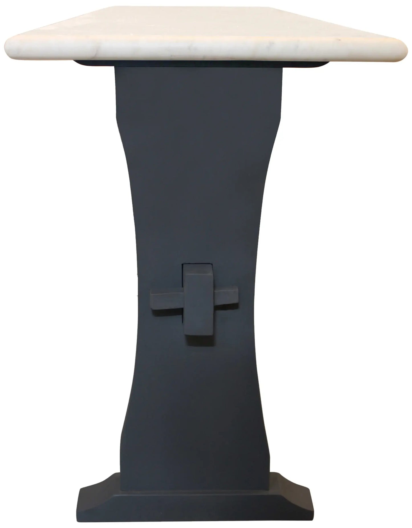 70" Ivory and Black Genuine Marble Trestle Console Table - Homeroots - Flyclothing LLC