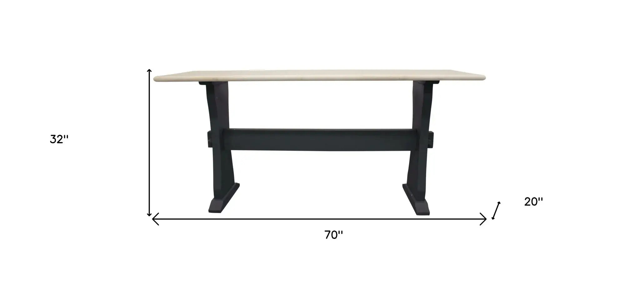 70" Ivory and Black Genuine Marble Trestle Console Table - Homeroots - Flyclothing LLC