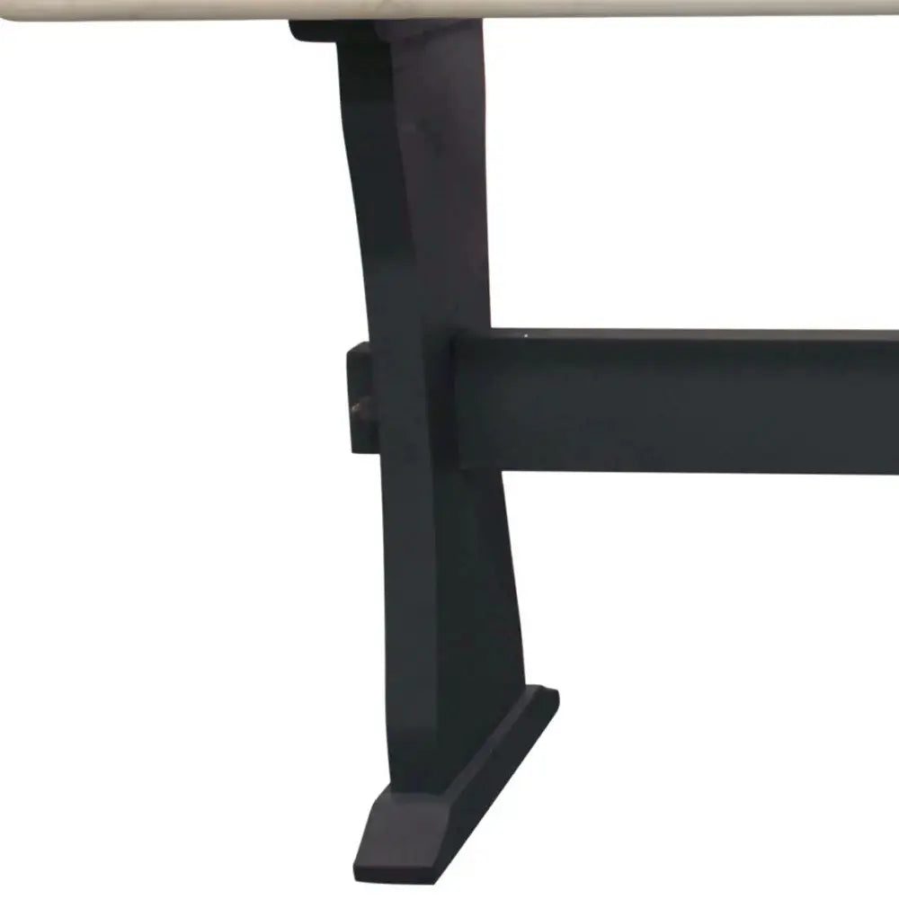 70" Ivory and Black Genuine Marble Trestle Console Table - Homeroots - Flyclothing LLC
