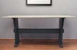 70" Ivory and Black Genuine Marble Trestle Console Table - Homeroots - Flyclothing LLC