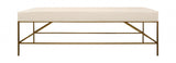 58" Ivory and Gold Upholstered Linen Bench - Homeroots - Flyclothing LLC