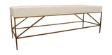 58" Ivory and Gold Upholstered Linen Bench - Homeroots - Flyclothing LLC