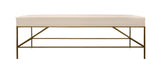 58" Ivory and Gold Upholstered Linen Bench - Homeroots - Flyclothing LLC