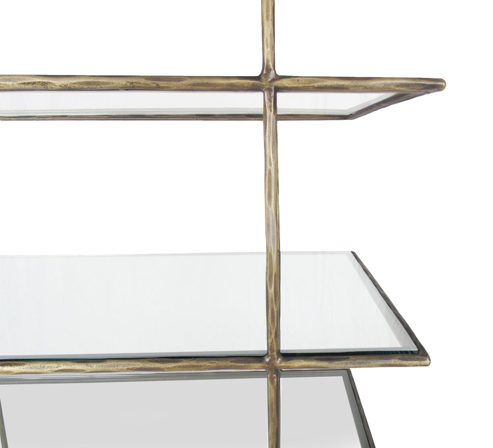 59" Brass Iron and Glass Five Tier Etagere Bookcase - Homeroots - Flyclothing LLC