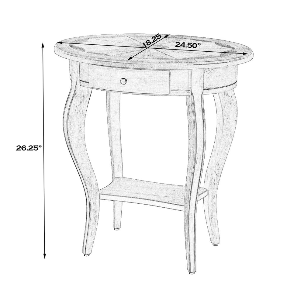 26" Beige Manufactured Wood Oval End Table With Drawer And Shelf - Homeroots - Flyclothing LLC