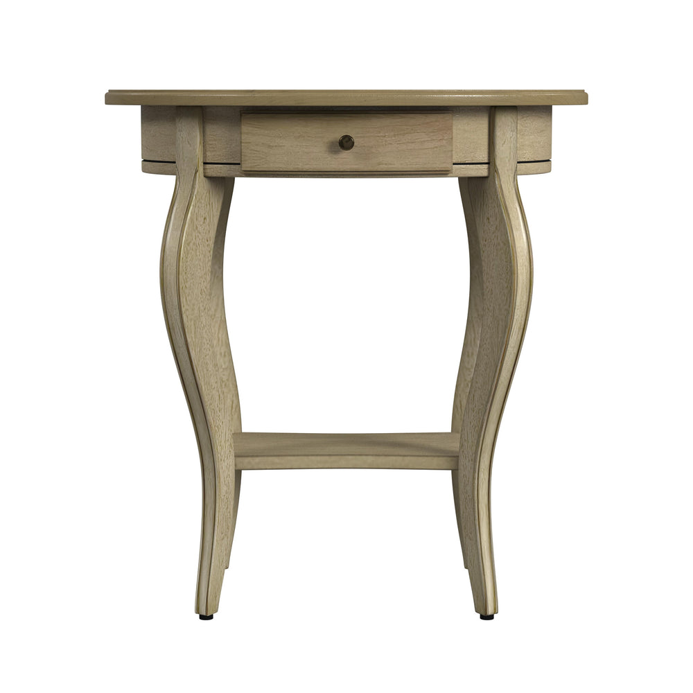 26" Beige Manufactured Wood Oval End Table With Drawer And Shelf - Homeroots - Flyclothing LLC