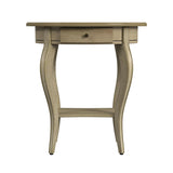 26" Beige Manufactured Wood Oval End Table With Drawer And Shelf - Homeroots