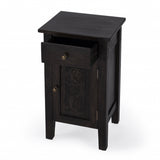 24" Natural Brown Solid Wood End Table With Door and Drawer - Homeroots