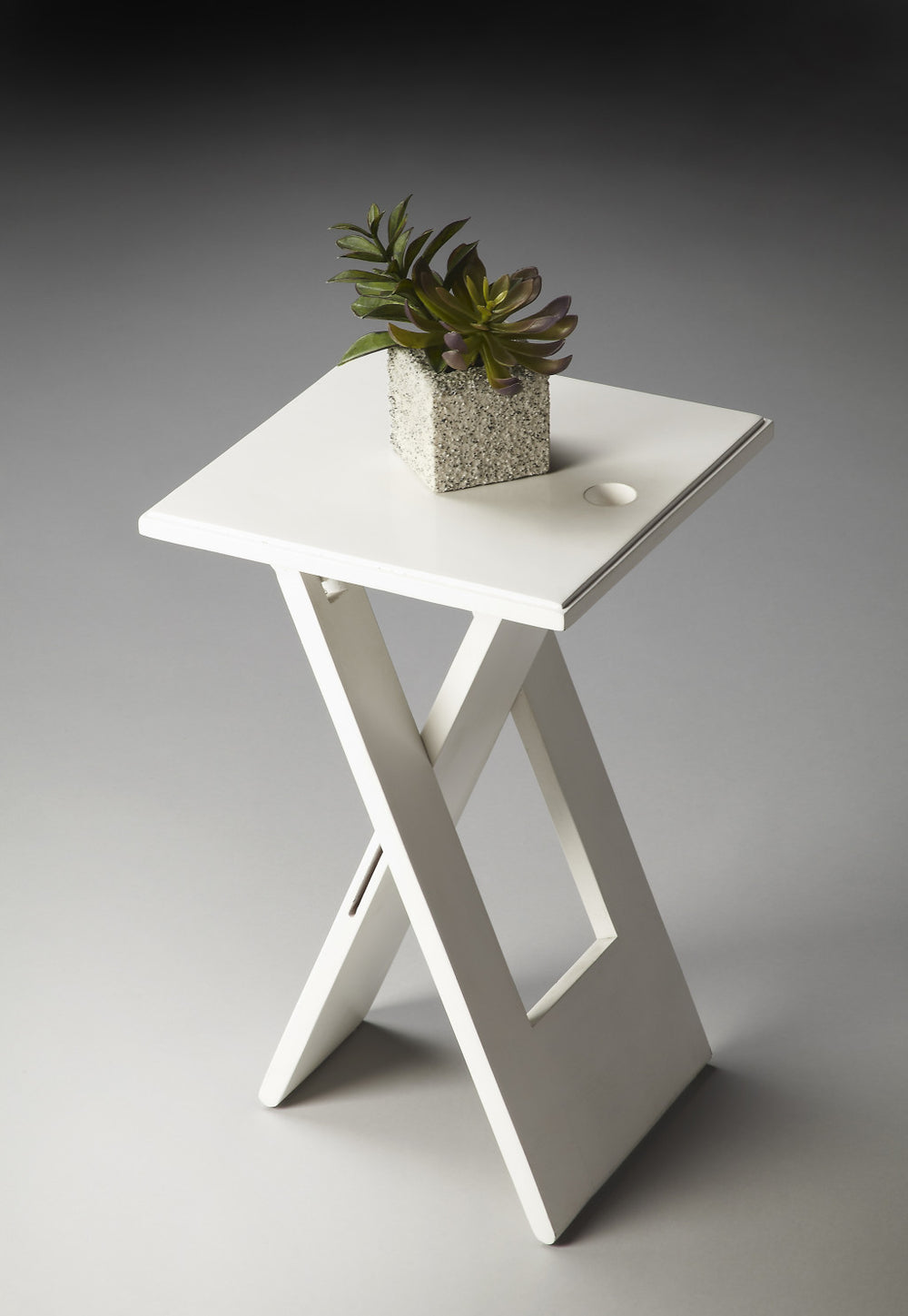 18" White Solid Wood Square Folding End Table - Homeroots - Flyclothing LLC