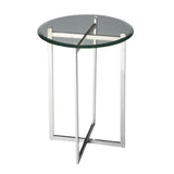 21" Silver Geo Base and Glass Round End Table - Homeroots